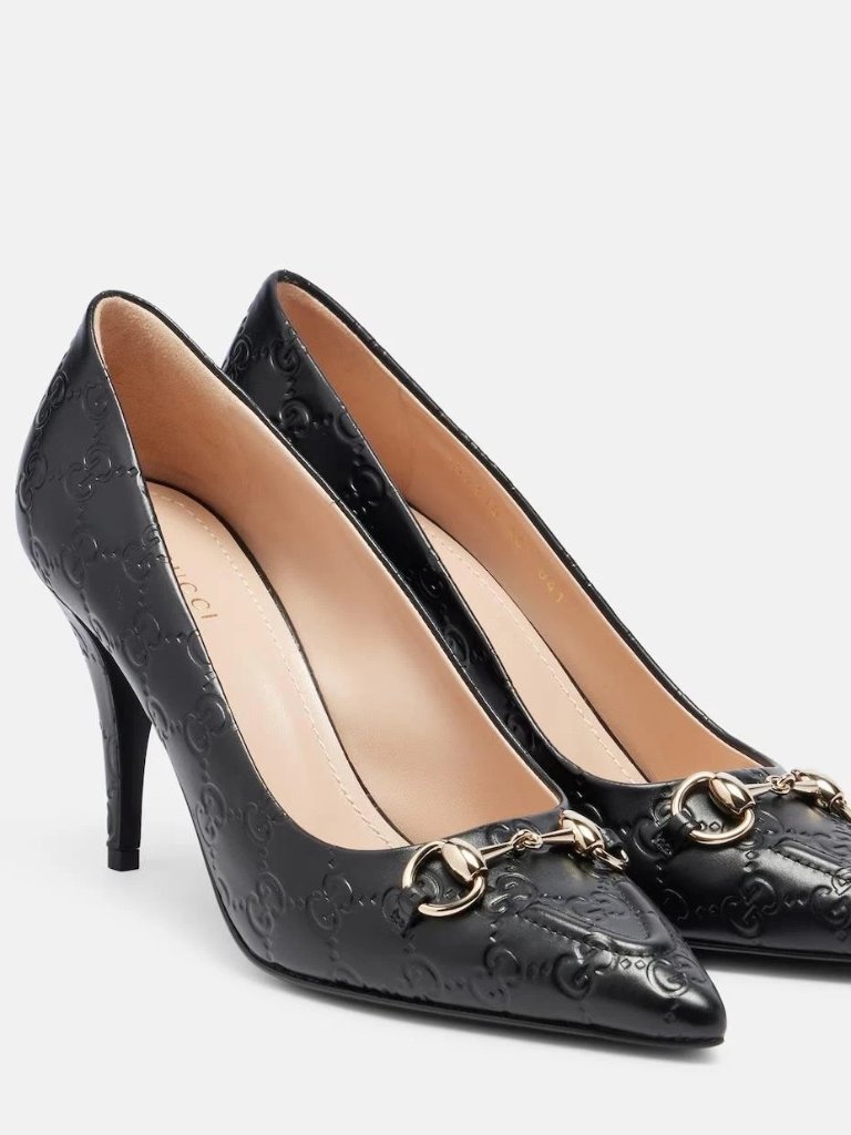 $1170 Gucci Erin Gg Guccissima Horsebit Bit Pointed Toe Leather Heels Size 39